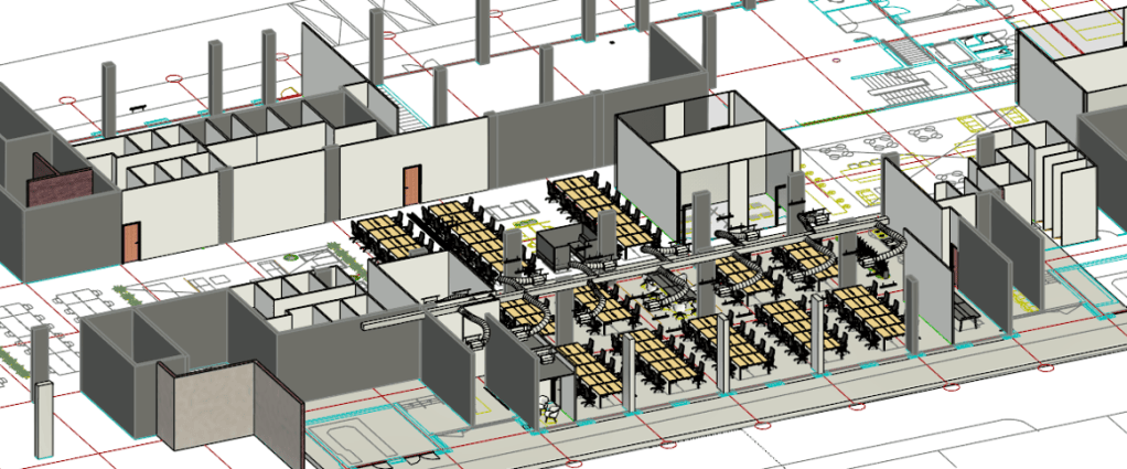 Fit-out drawings side by side on an issued sheet